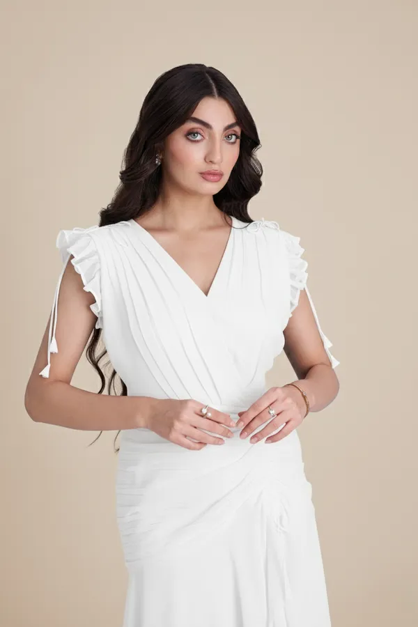 White_Layered_Midi_Dress_|_Women's_Green_Party_gown