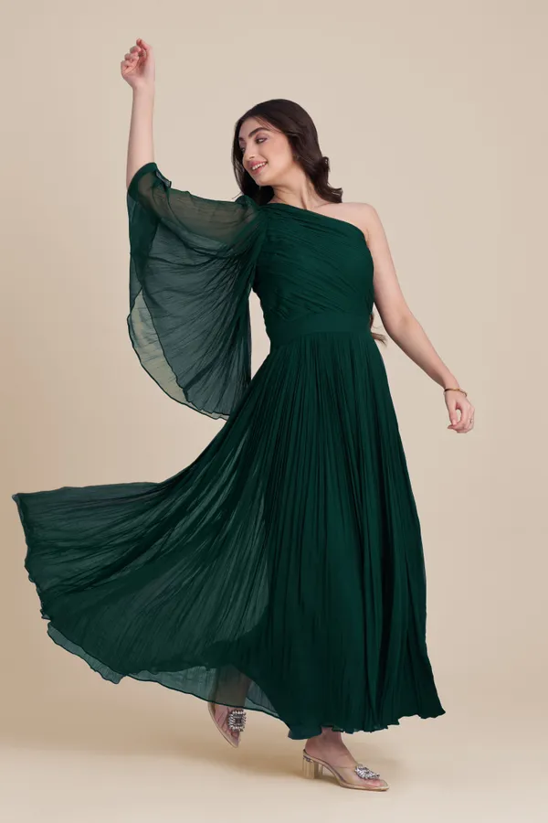 Green_One-Shoulder_gown_|_Chiffon_Party_Dress