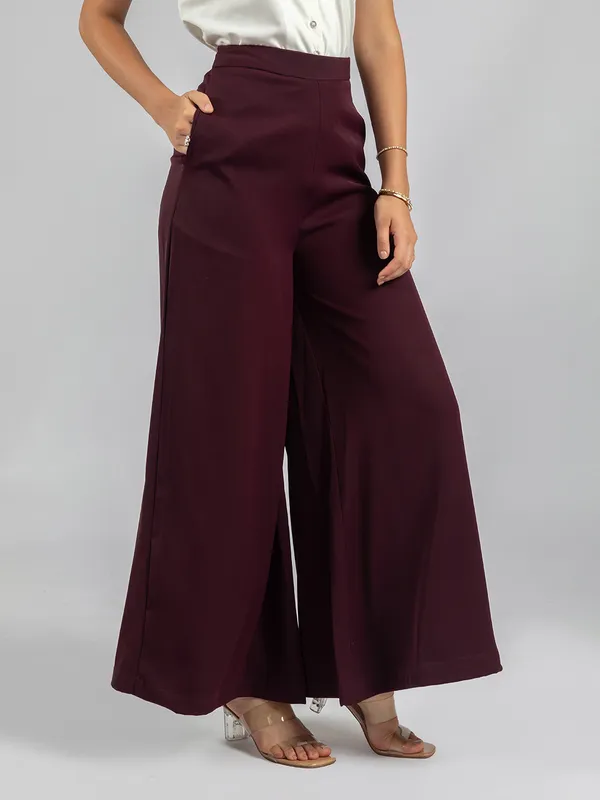 Wine_Wide-Leg_Palazzo_Pants_|_Women's_Flared_Palazzo_trousers