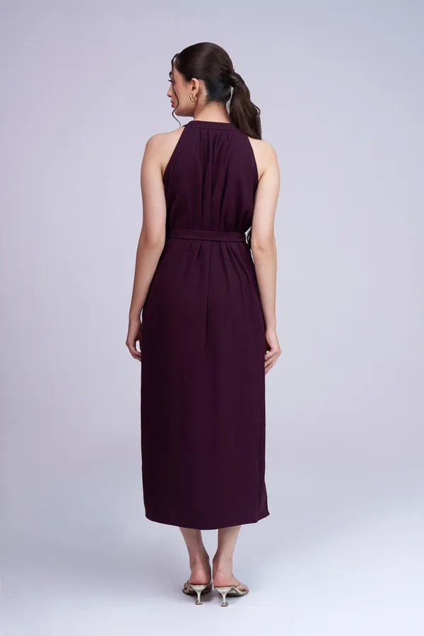 Wine_luxury__Belted_Dress_|_Loose_Fit_Wine_Dress