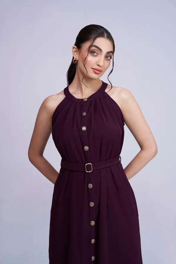 Wine_luxury__Belted_Dress_|_Loose_Fit_Wine_Dress