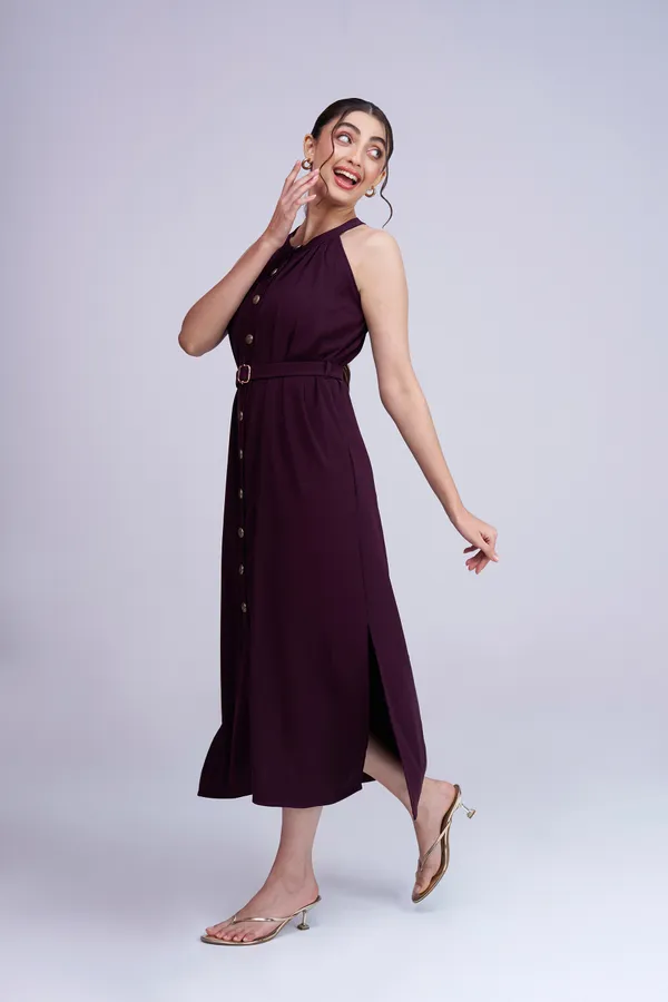 Wine_luxury__Belted_Dress_|_Loose_Fit_Wine_Dress