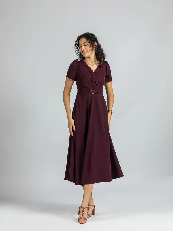 Maroon_Wrap_Midi_Dress_|_Elegant_Belted_Maroon_Dress