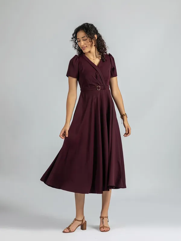 Maroon_Wrap_Midi_Dress_|_Elegant_Belted_Maroon_Dress