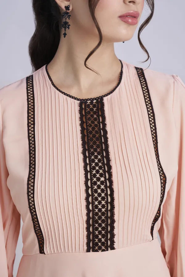 PEACH_GEORGETTE_BLACK_LACE_DRESS