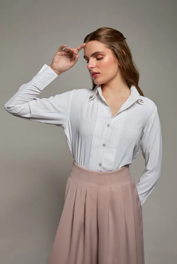 White_Midnight_Bloom_Shirt_For_Women