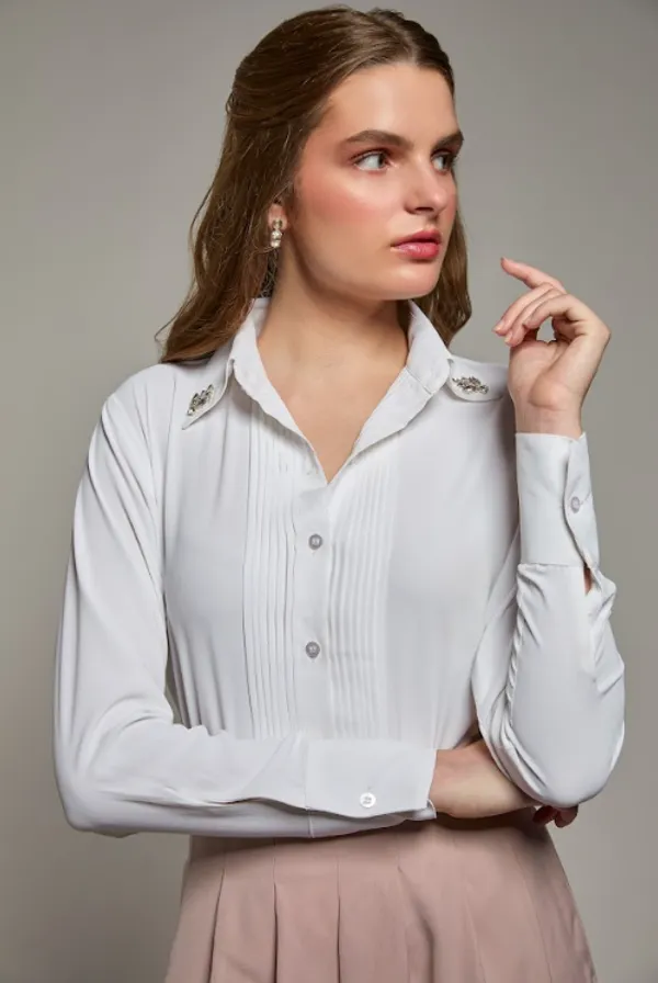 White_Midnight_Bloom_Shirt_For_Women