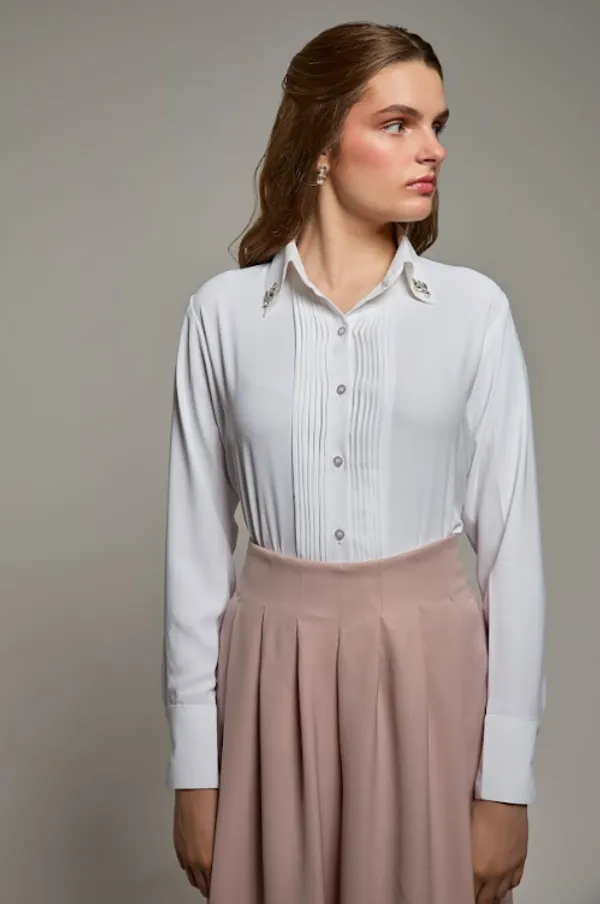 White_Midnight_Bloom_Shirt_For_Women