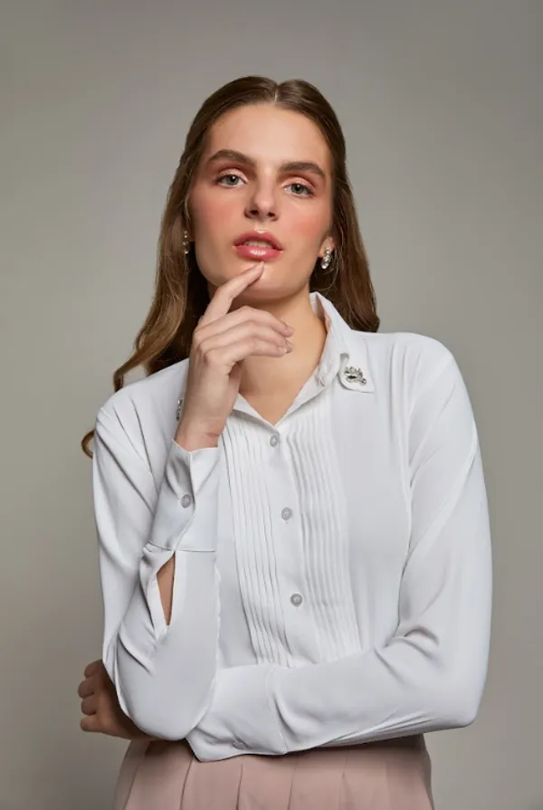 White_Midnight_Bloom_Shirt_For_Women