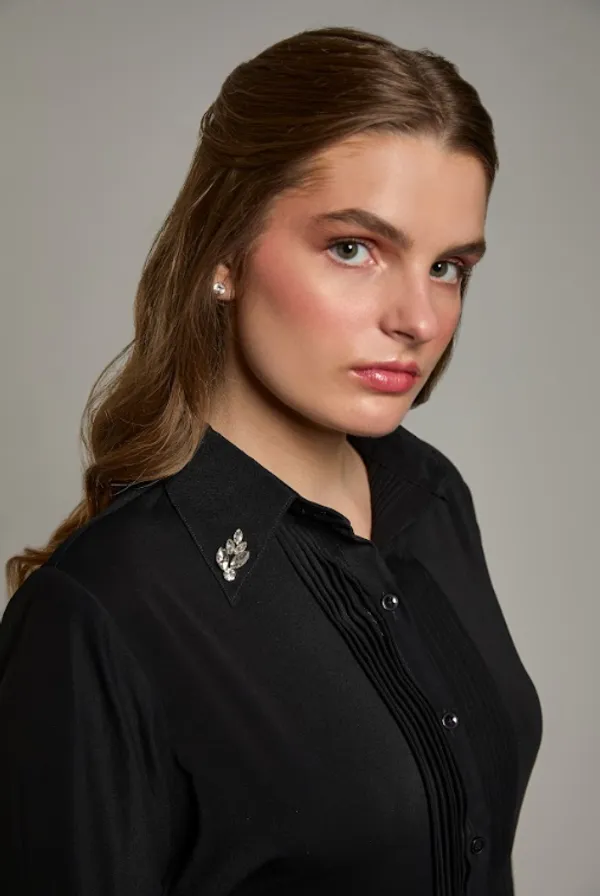Black_Polyester_Midnight_Bloom_Shirt_For_Women