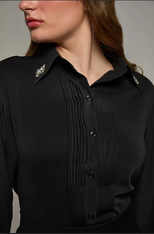 Black_Polyester_Midnight_Bloom_Shirt_For_Women