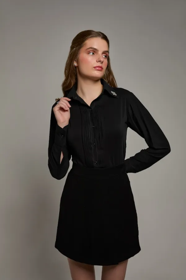 Black_Polyester_Midnight_Bloom_Shirt_For_Women