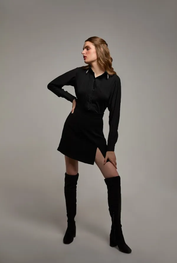 Black_Polyester_Midnight_Bloom_Shirt_For_Women