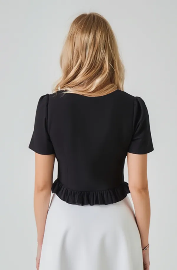 Black_elegant_V-neck_peplum_top