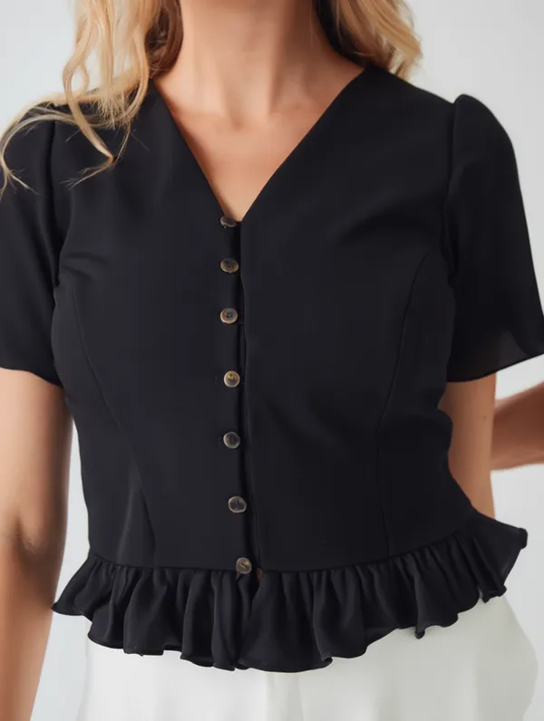 Black_elegant_V-neck_peplum_top