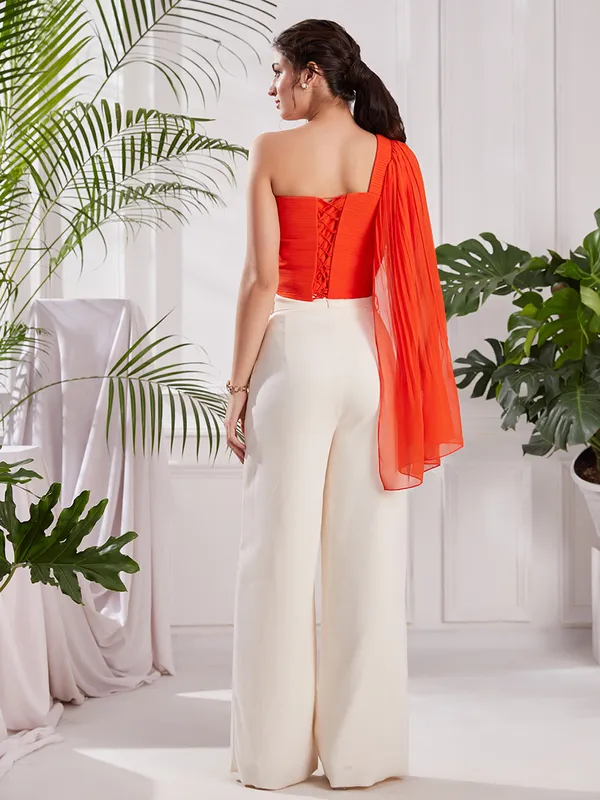 Orange_One_Shoulder_Pleated_Top_|_Designer_One_Shoulder_Top_for_partywear
