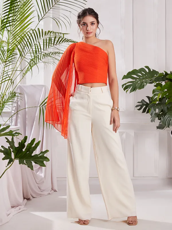 Orange_One_Shoulder_Pleated_Top_|_Designer_One_Shoulder_Top_for_partywear