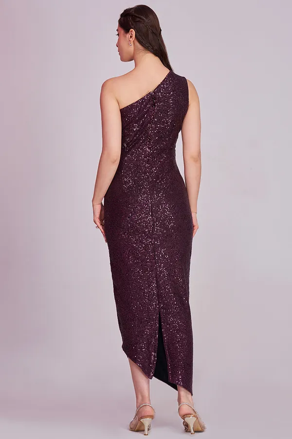 WINE_SEQUIN_ONE_SHOULDER_DRESS
