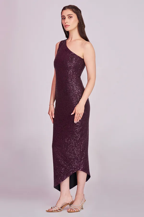 WINE_SEQUIN_ONE_SHOULDER_DRESS