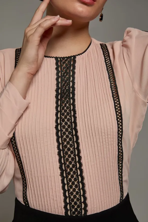 Peach_Polyester_Ember_Lace_Top_For_Women