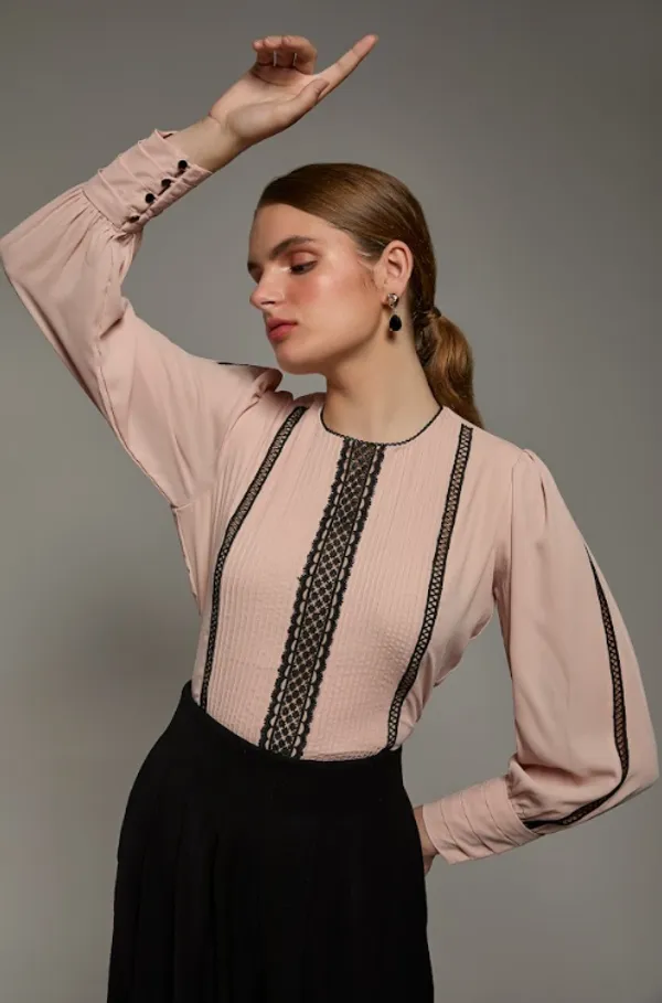 Peach_Polyester_Ember_Lace_Top_For_Women