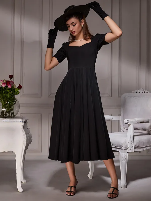 Vintage_Black_Midi_Dress_|_Luxurious_one_piece_dress