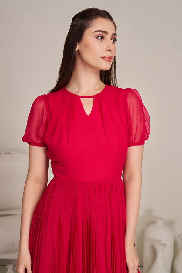 DARK_PINK_GEORGETTE_GATHERED_DRESS