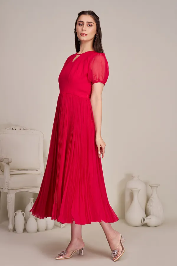 DARK_PINK_GEORGETTE_GATHERED_DRESS