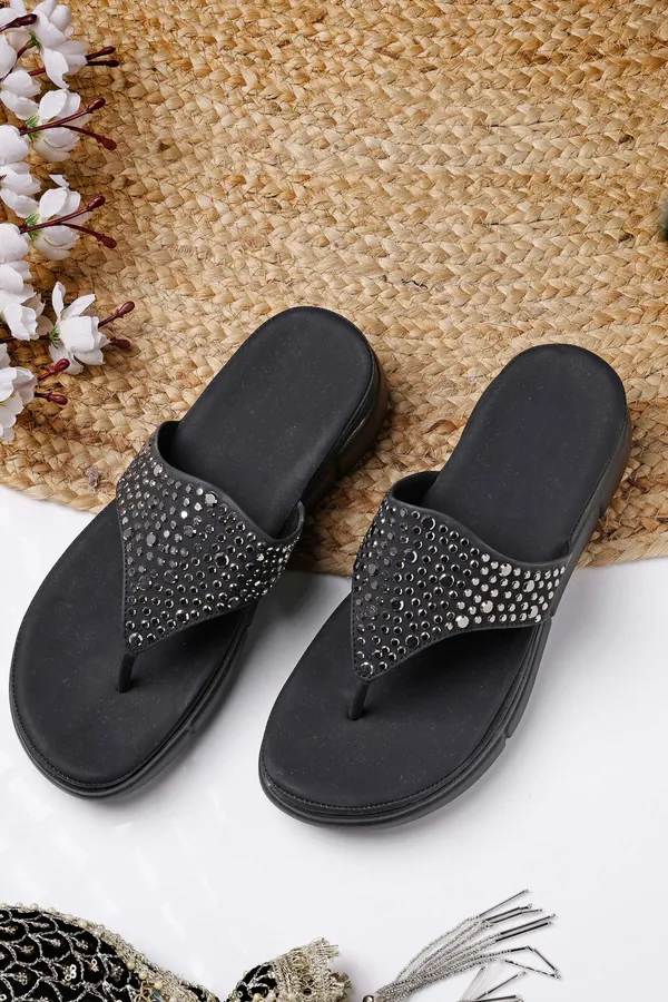 Black_Artificial_Leather_Casual_Wedges_For_Women