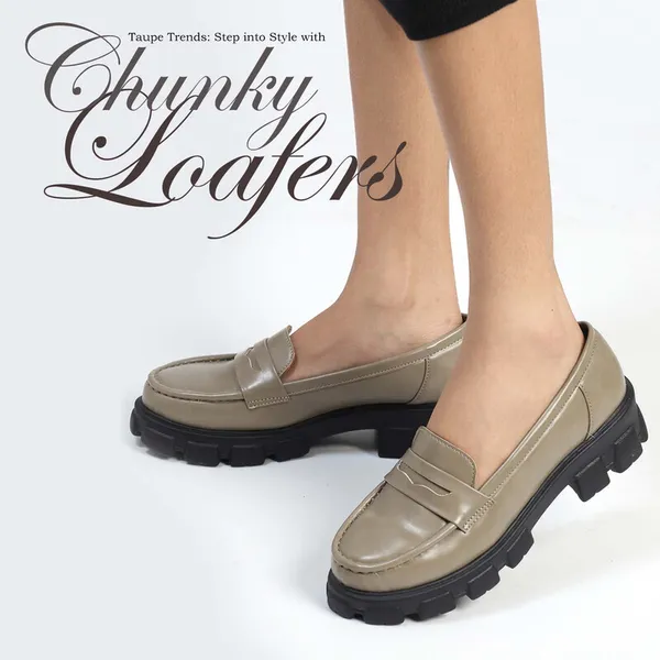 Beige_Solid_Round_Toe_Synthetic_Leather_Casual_Loafers_For_Women