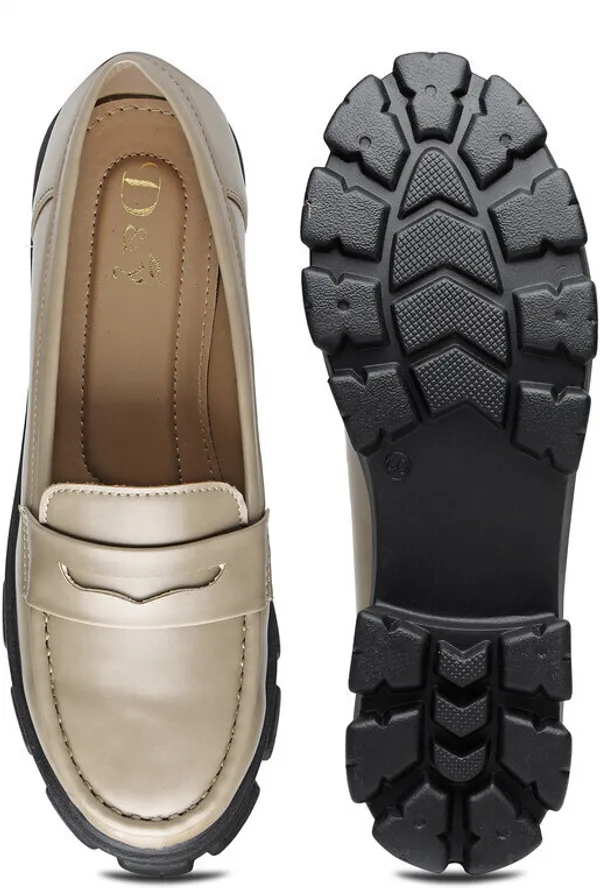 Beige_Solid_Round_Toe_Synthetic_Leather_Casual_Loafers_For_Women