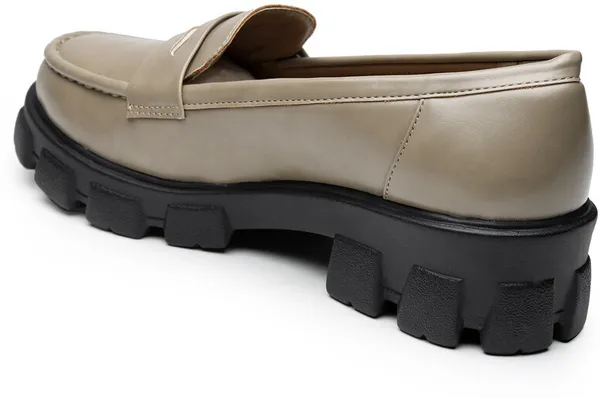 Beige_Solid_Round_Toe_Synthetic_Leather_Casual_Loafers_For_Women