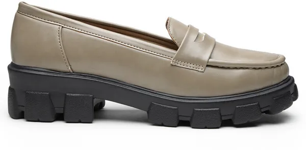 Beige_Solid_Round_Toe_Synthetic_Leather_Casual_Loafers_For_Women