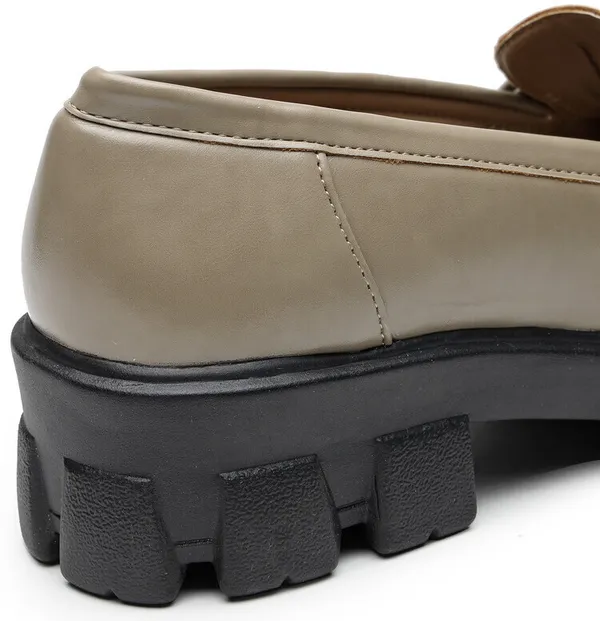 Beige_Solid_Round_Toe_Synthetic_Leather_Casual_Loafers_For_Women