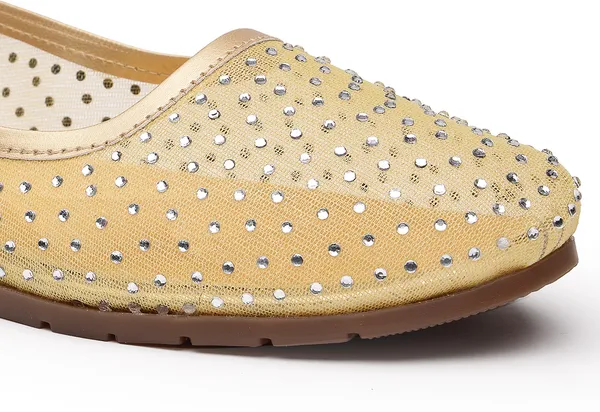 Gold_Solid_Round_Toe_Mesh_Casual_Bellies_For_Women