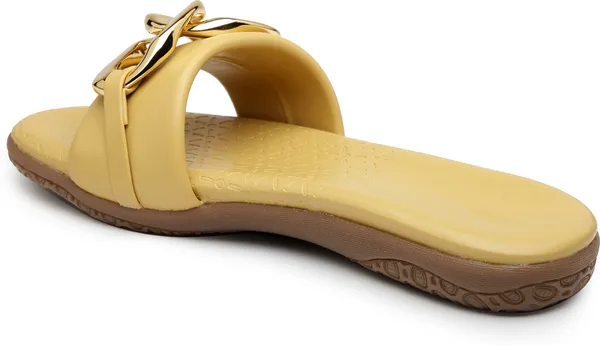 Gold_Solid_Slip-On_Artificial_Leather_Flats_For_Women