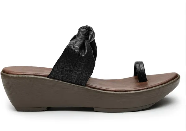 Brown::Black_Artificial_Leather_Wedges_For_Women