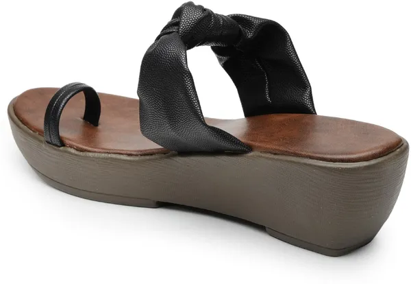Brown::Black_Artificial_Leather_Wedges_For_Women