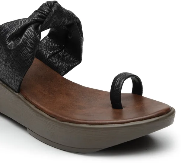 Brown::Black_Artificial_Leather_Wedges_For_Women