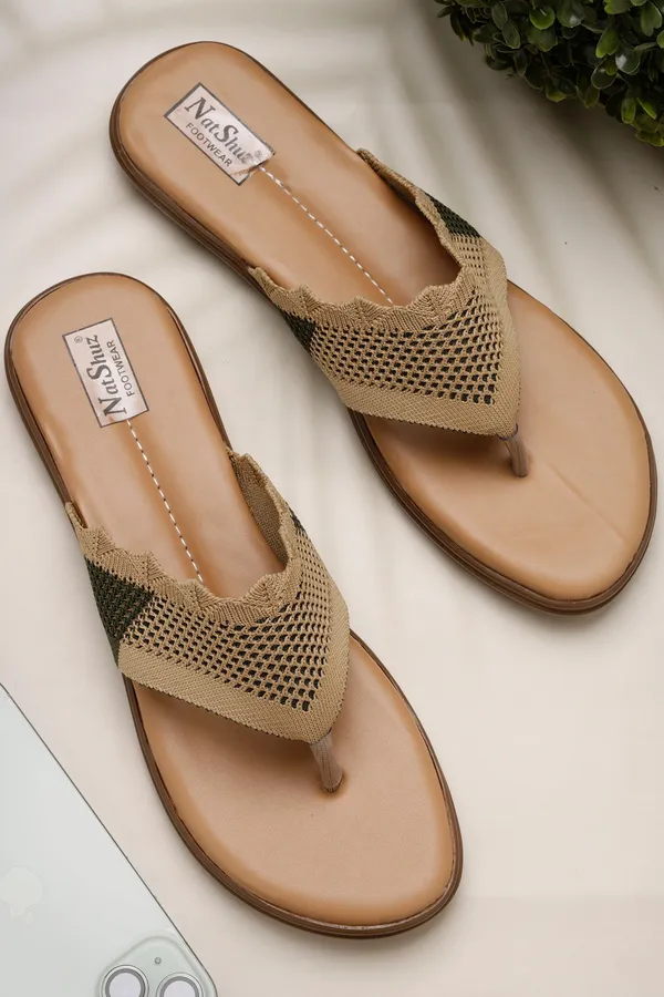 Olive_Solid_Slip-On_Mesh_Flats_For_Women