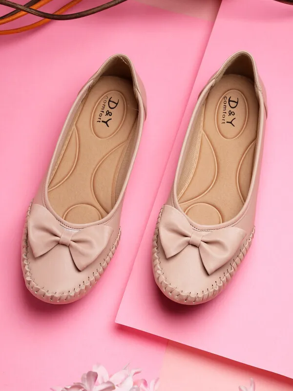 Beige_Solid_Round_Toe_Synthetic_Leather_Casual_Bellies_For_Women