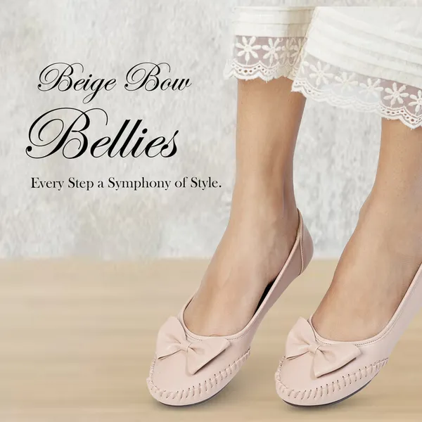 Beige_Solid_Round_Toe_Synthetic_Leather_Casual_Bellies_For_Women