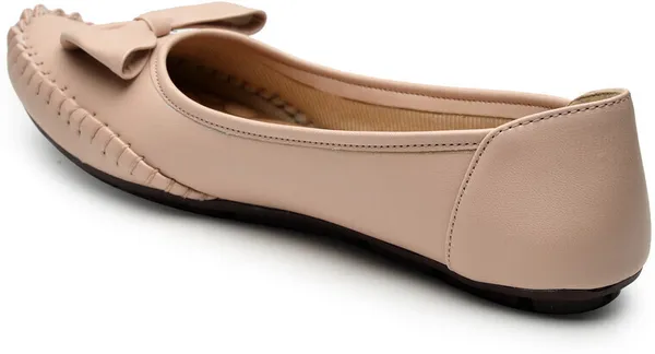 Beige_Solid_Round_Toe_Synthetic_Leather_Casual_Bellies_For_Women