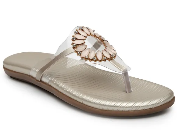 Gold_Solid_Slip-On_Synthetic_Flats_For_Women