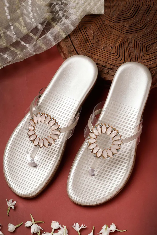 Gold_Solid_Slip-On_Synthetic_Flats_For_Women