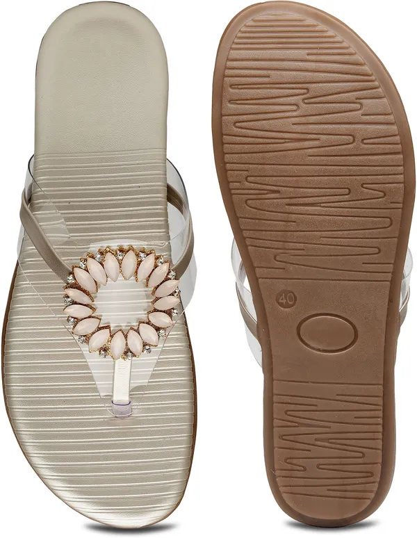Gold_Solid_Slip-On_Synthetic_Flats_For_Women