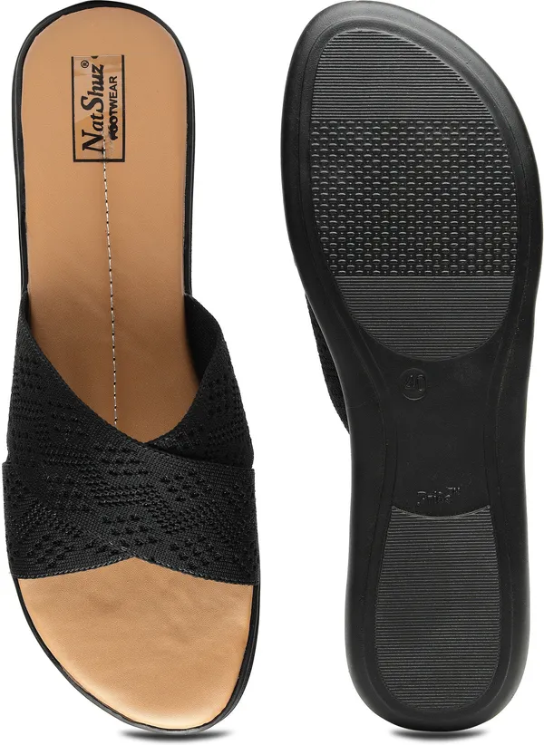 Black_Solid_Slip-On_Mesh_Casual_Wedges_For_Women