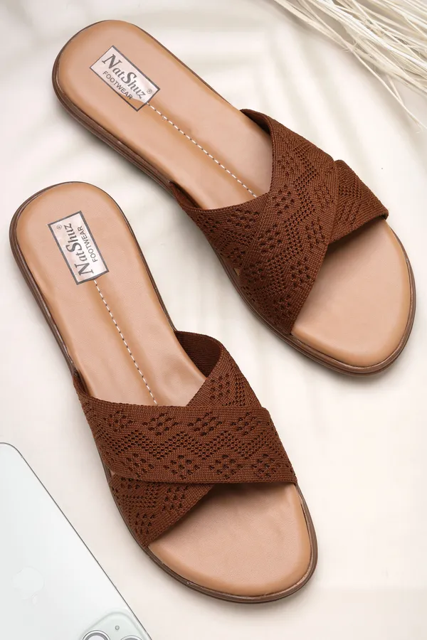 Brown_Solid_Slip-On_Mesh_Casual_Wedges_For_Women