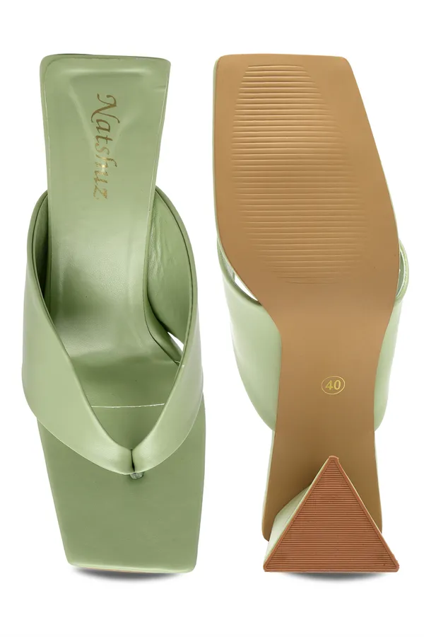 Green_Solid_Slip-On_Artificial_Leather_Heels_For_Women