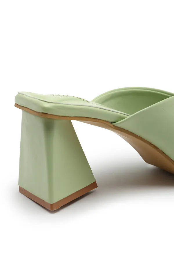 Green_Solid_Slip-On_Artificial_Leather_Heels_For_Women